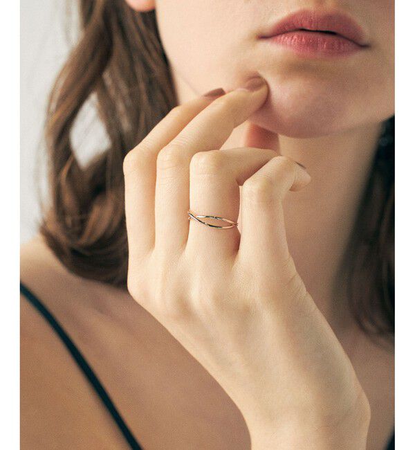 ete「[ミストピンク] K10MPG クロス リング」|リング|