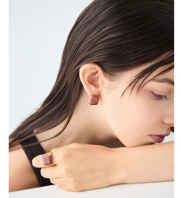 ete「[タイル] レッドジャスパー ピアス M」|ピアス|