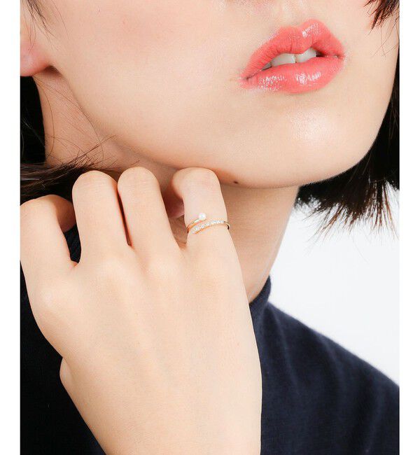 Jouete「フォークピンキー ジルコニア&times;パール」|リング|