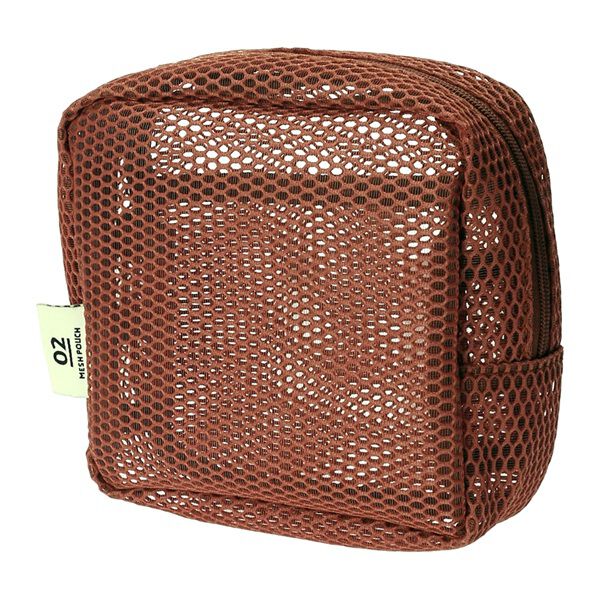  「スクエアポーチ／メッシュコレクション」|ポーチ|ブラウン