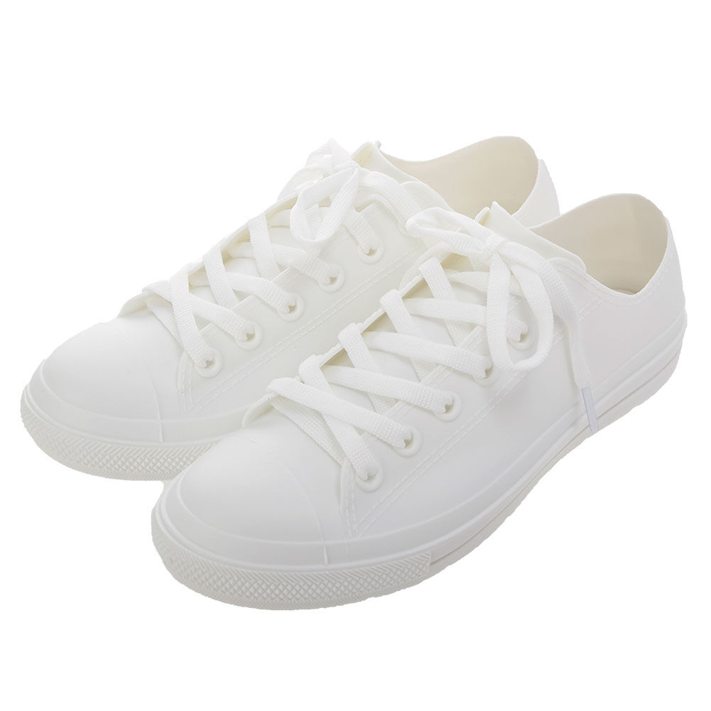 BACKYARD FAMILY「レイン スニーカー レディース 通販 おしゃれ 雨靴 防水 通勤 通学 黒 白 ショート 軽量」|レインシューズ|ホワイト1