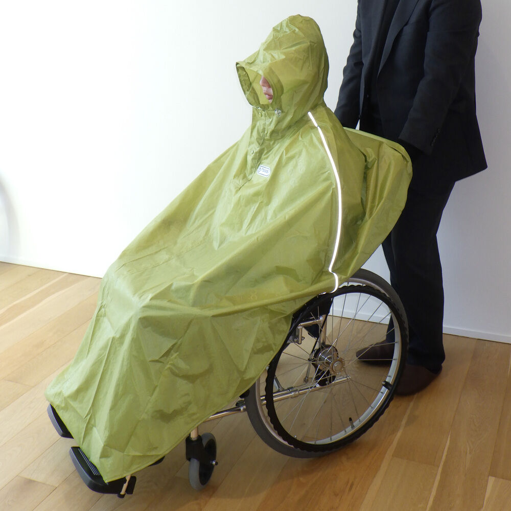 BACKYARD FAMILY「車椅子 レイン ポンチョ 通販 車いす 用 レインコート メンズ レディース 介護 車イス」|レインコート|グリーン1