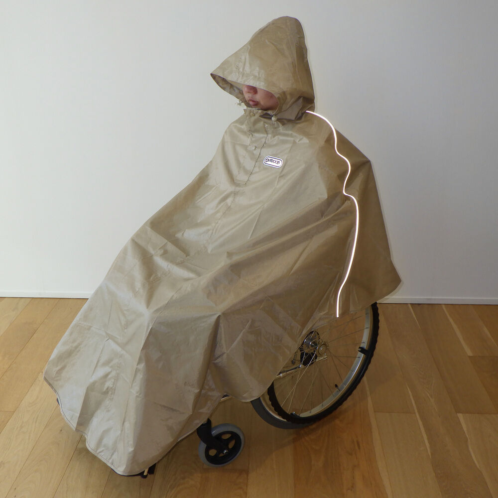 BACKYARD FAMILY「車椅子 レイン ポンチョ 通販 車いす 用 レインコート メンズ レディース 介護 車イス」|レインコート|ベージュ1