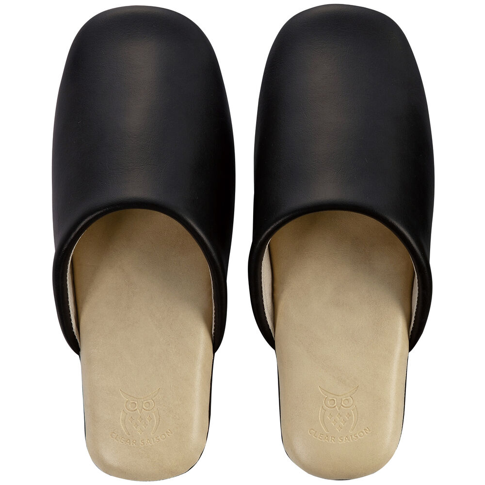 BACKYARD FAMILY「クリアセゾン CLEARSAISON スリッパ 拭ける 通販 アルコール アルコール消毒 L 合皮」|ルームシューズ|ブラック1