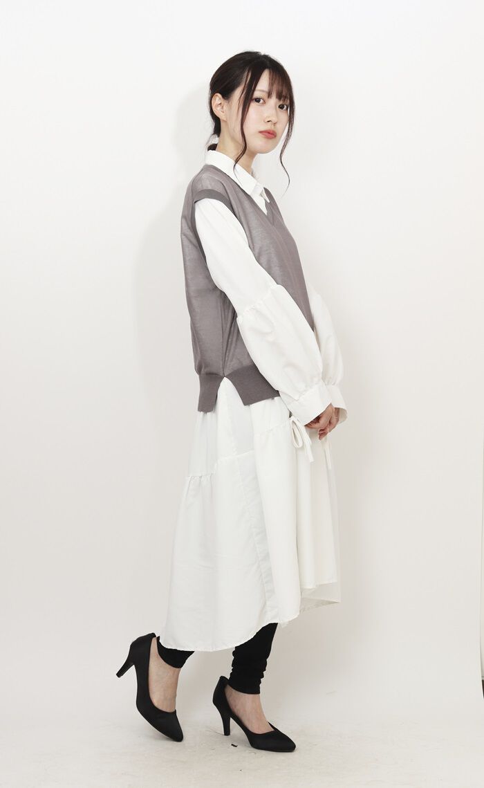 BACKYARD FAMILY「MIND マインド シアーベスト ベスト 通販 チョッキ レイヤード 重ね着 透け感 Vネック」|その他|