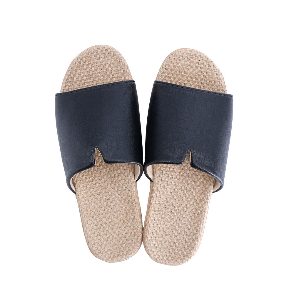 BACKYARD FAMILY「スリッパ 夏用 室内 通販 ルームシューズ 室内履き 涼しい サラサラ 麻 肌触りが良い」|ルームシューズ|ブラック1