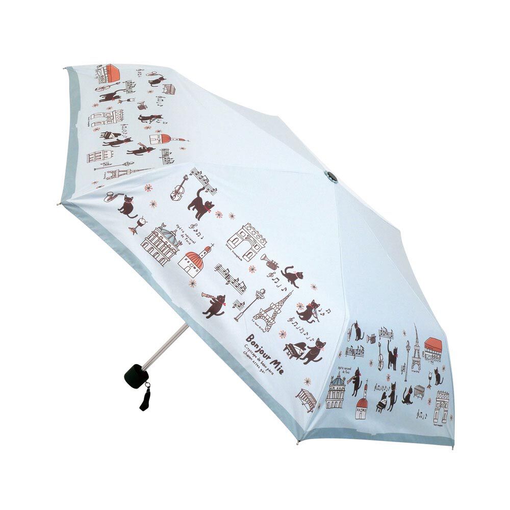 BACKYARD FAMILY「折りたたみ傘 ネコ 晴雨兼用 通販 折り畳み傘 晴雨兼用傘 晴雨兼用折りたたみ傘」|傘|ブルー1
