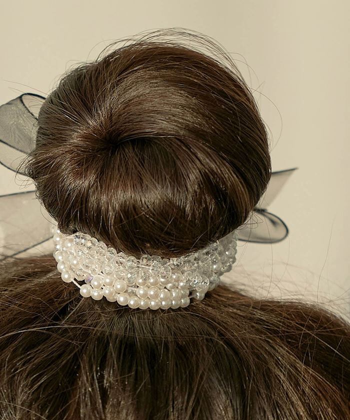 BACKYARD FAMILY「Rora ヘアゴム キッズ 通販 ボンジュール ビジュー 髪ゴム 髪飾り 髪留め リボン パール」|その他|