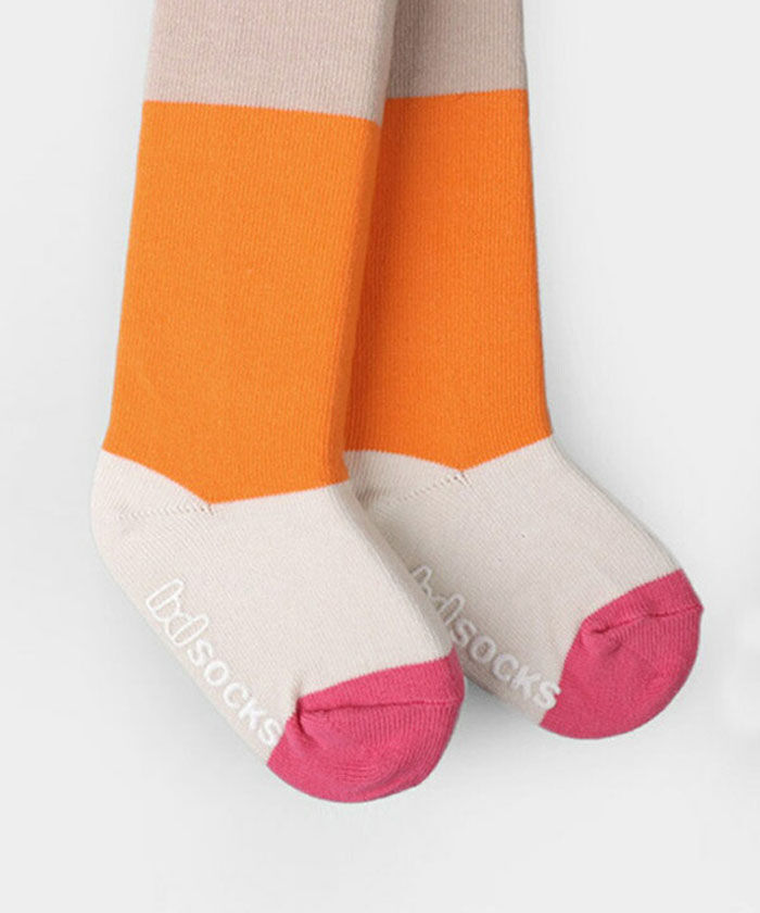 BACKYARD FAMILY「キッズ 女の子 ハイソックス 靴下 通販 しましま靴下 ソックス くつ下 膝下 配色 切り替え」|ソックス|