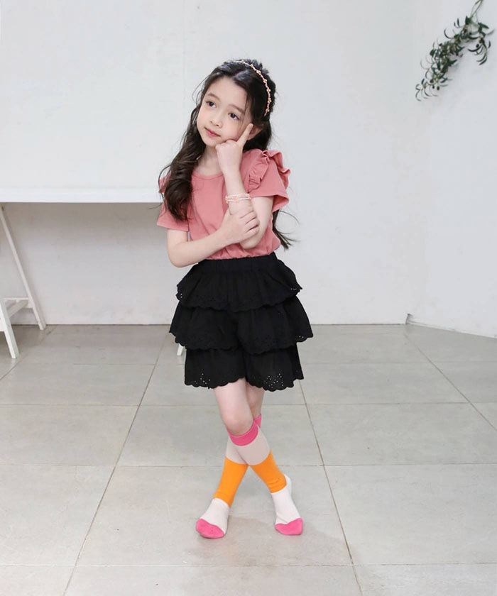 BACKYARD FAMILY「キッズ 女の子 ハイソックス 靴下 通販 しましま靴下 ソックス くつ下 膝下 配色 切り替え」|ソックス|