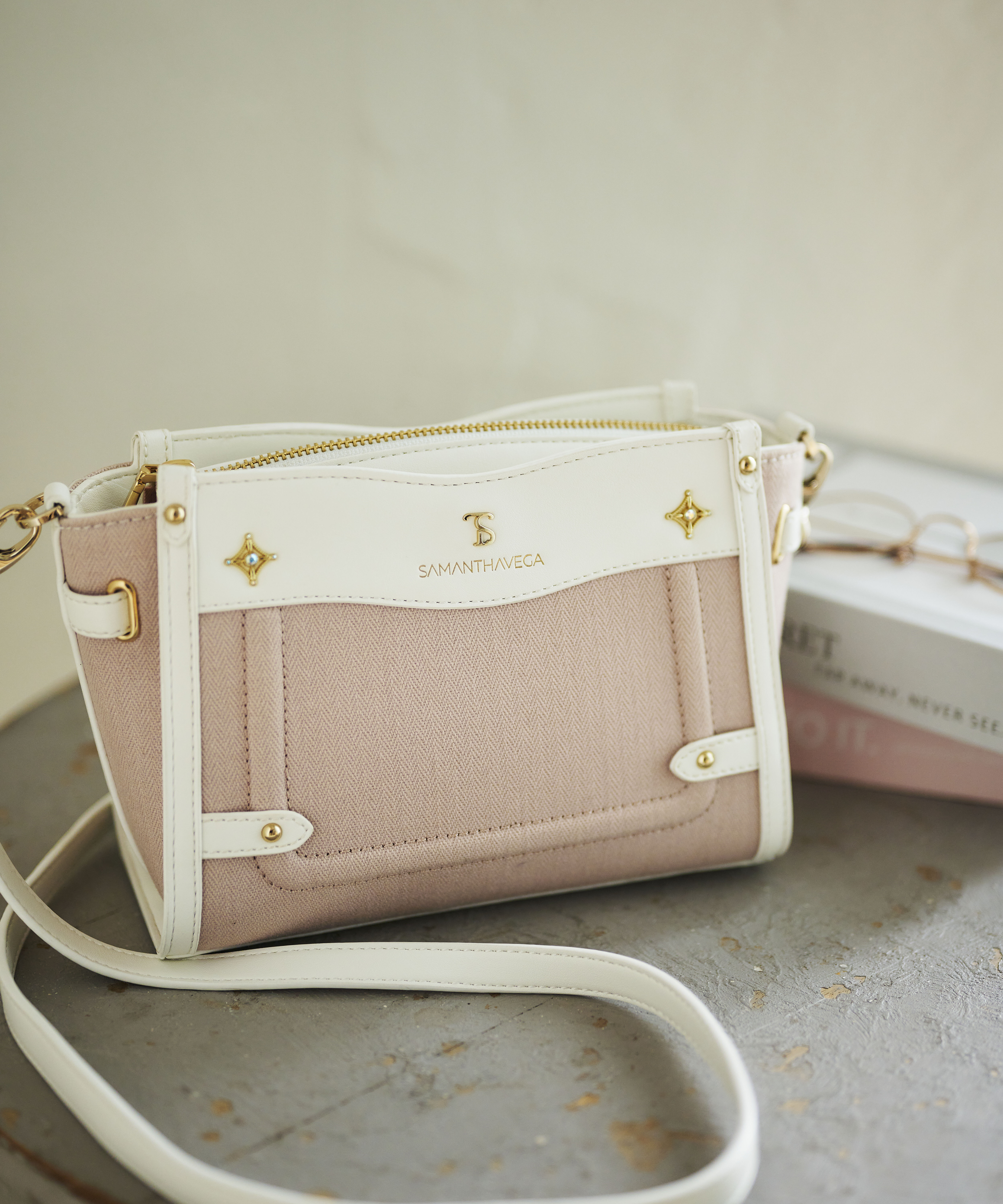 Samantha Vega「バイカラーキャンバスショルダーバッグ」|ショルダー・メッセンジャー|ピンク