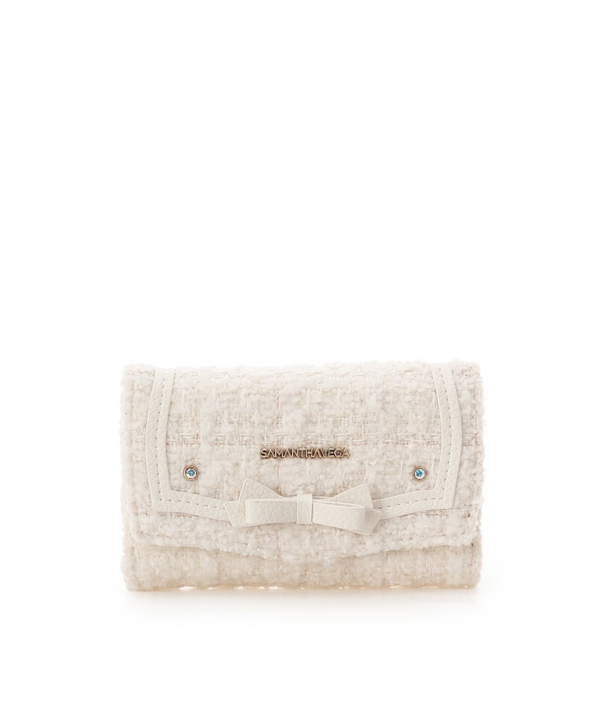 Samantha Vega「ソリッドリボンツイードキーケース」|キーケース|ホワイト