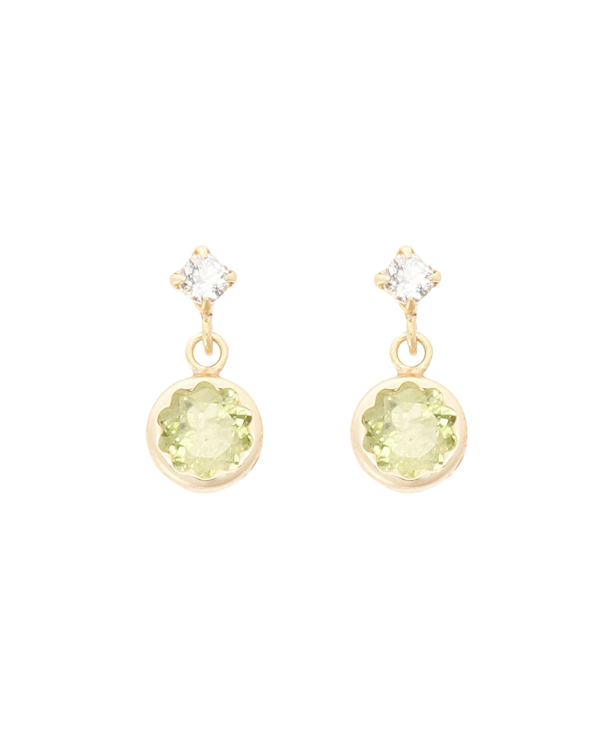 newme by Samantha Thavasa「K10 YG ペリドット ラウンドピアス ≪8月 誕生石≫」|ピアス|K10 YG