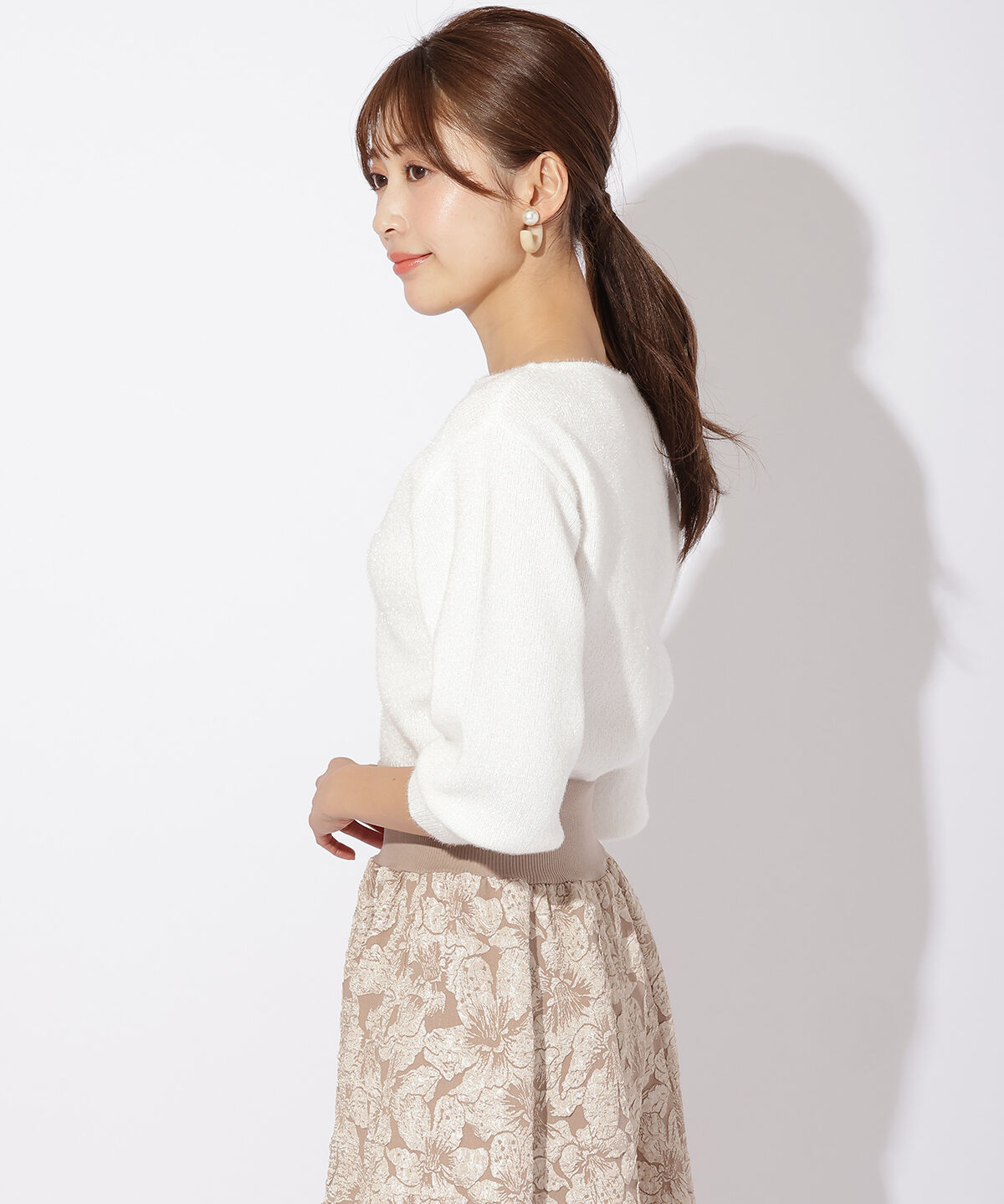 アンドクチュール「フィルムヤーンボートネックプルオーバー」|ニット・セーター|