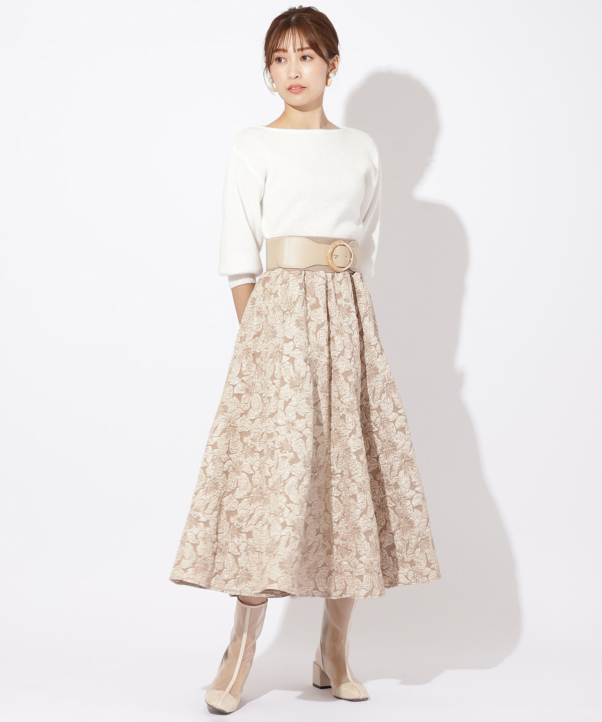 アンドクチュール「フィルムヤーンボートネックプルオーバー」|ニット・セーター|