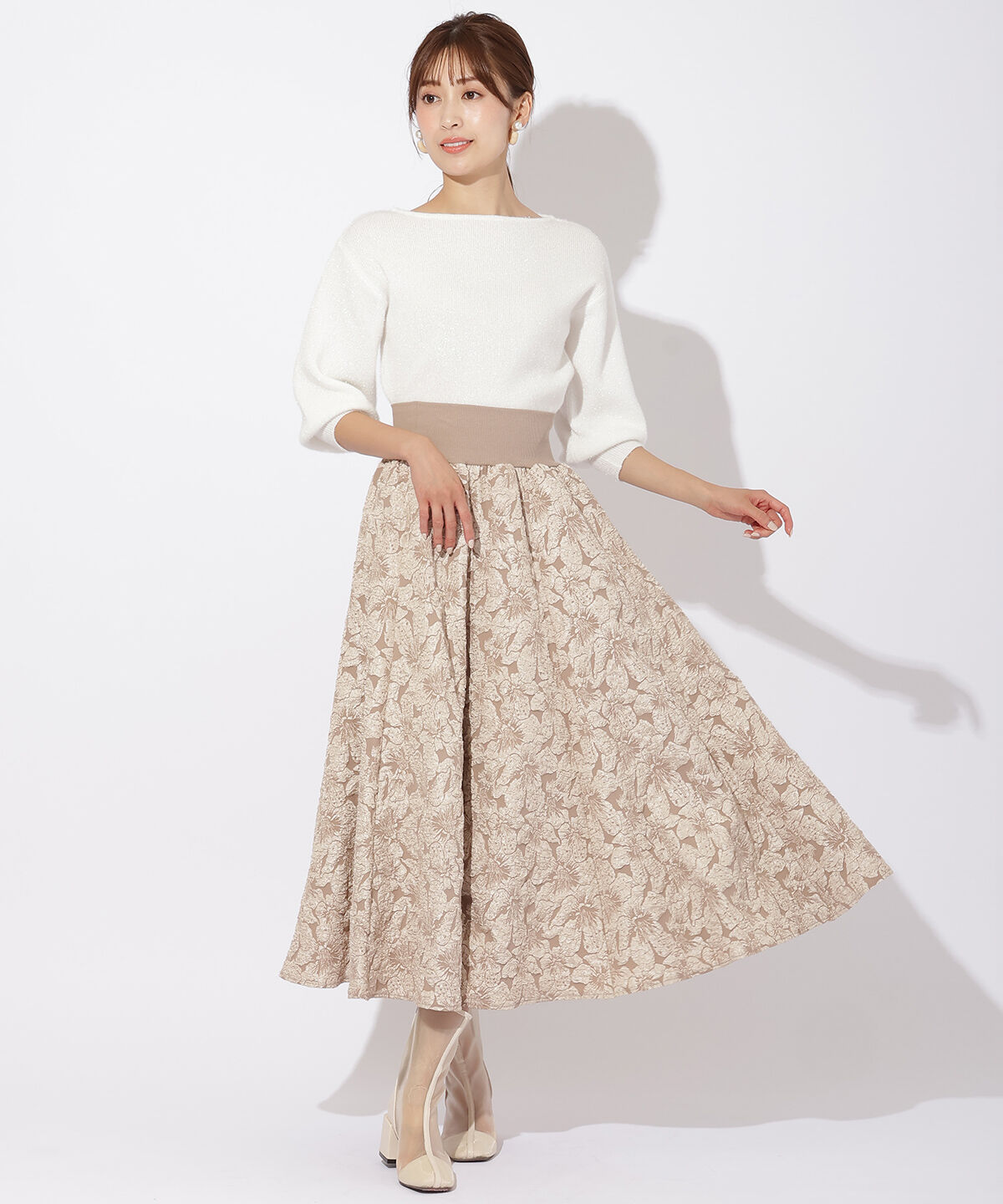 アンドクチュール「フィルムヤーンボートネックプルオーバー」|ニット・セーター|