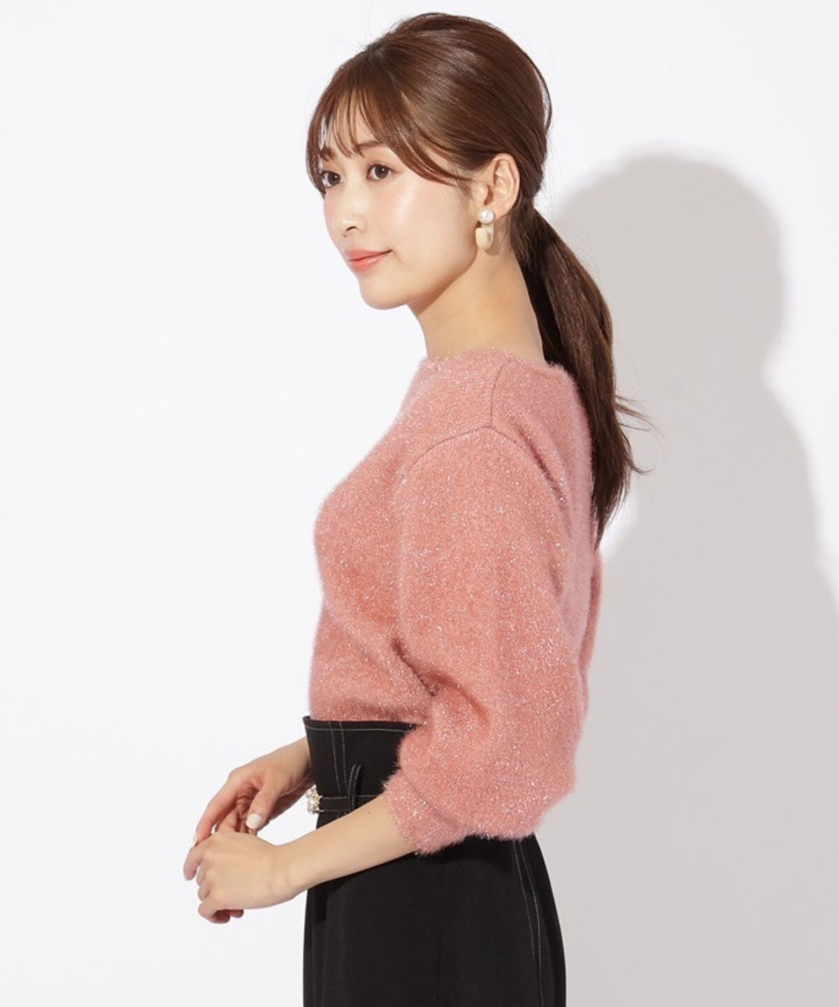 アンドクチュール「フィルムヤーンボートネックプルオーバー」|ニット・セーター|