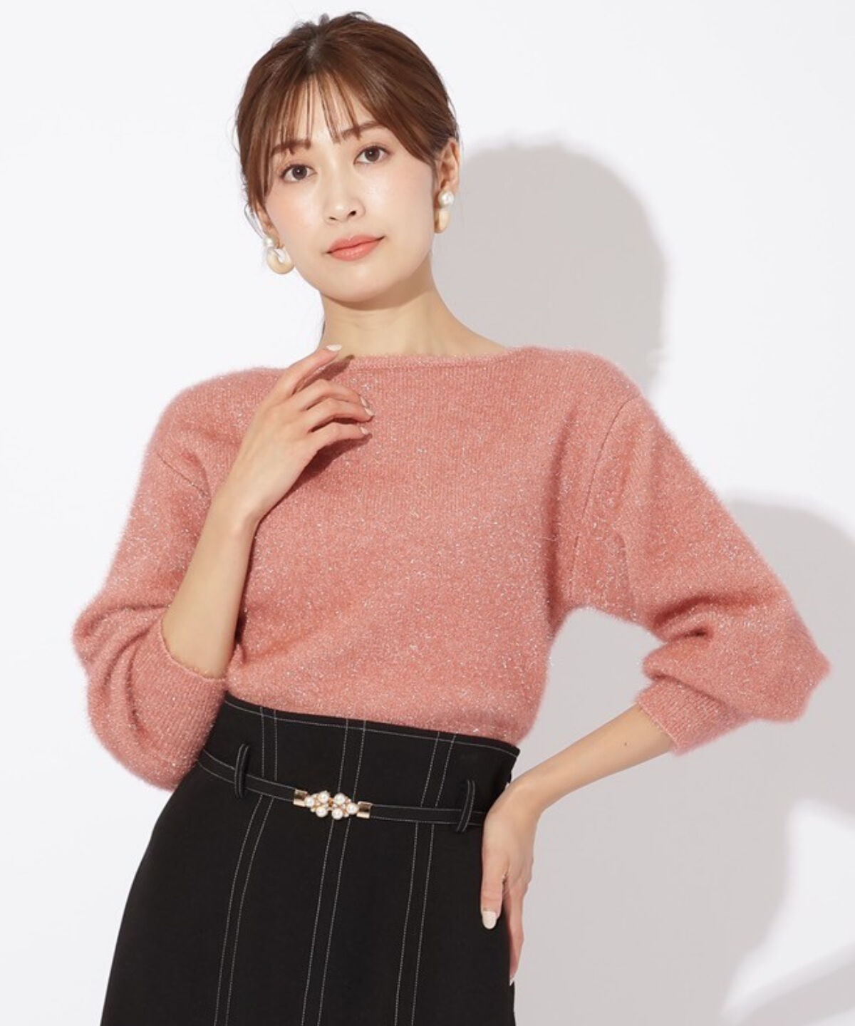 アンドクチュール「フィルムヤーンボートネックプルオーバー」|ニット・セーター|