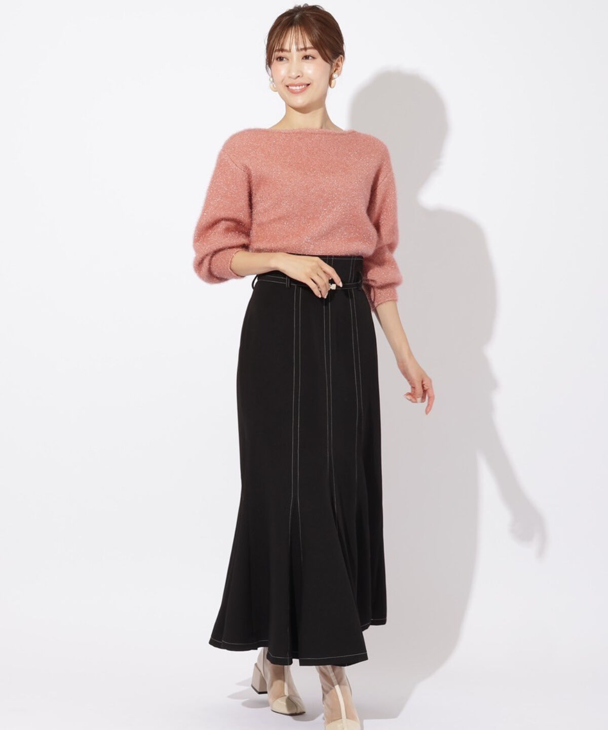 アンドクチュール「フィルムヤーンボートネックプルオーバー」|ニット・セーター|