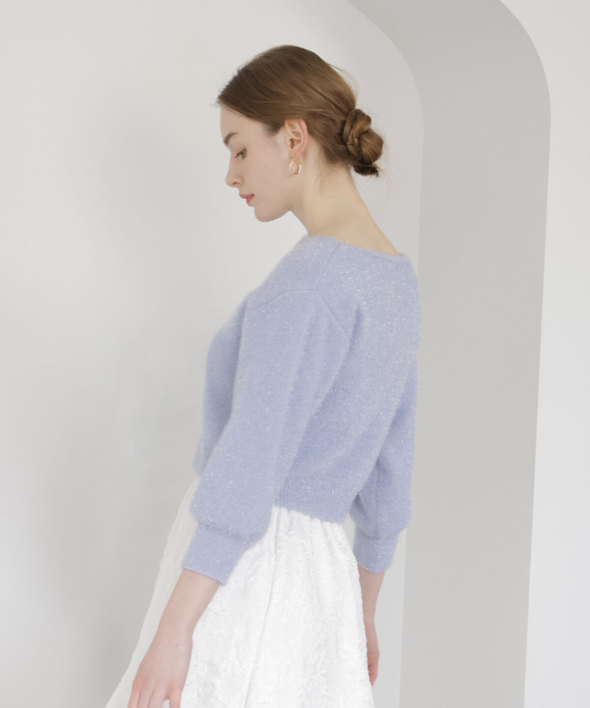 アンドクチュール「フィルムヤーンボートネックプルオーバー」|ニット・セーター|