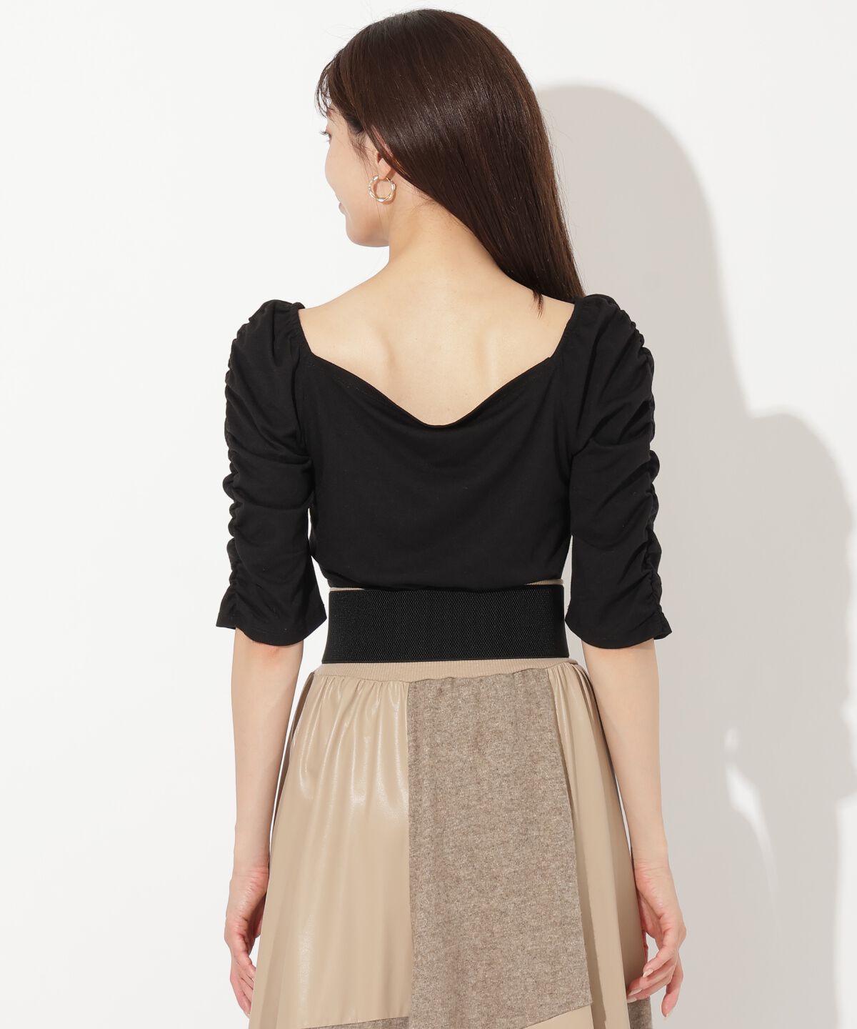 アンドクチュール「フロントクロスギャザーTシャツ」|Tシャツ・カットソー|