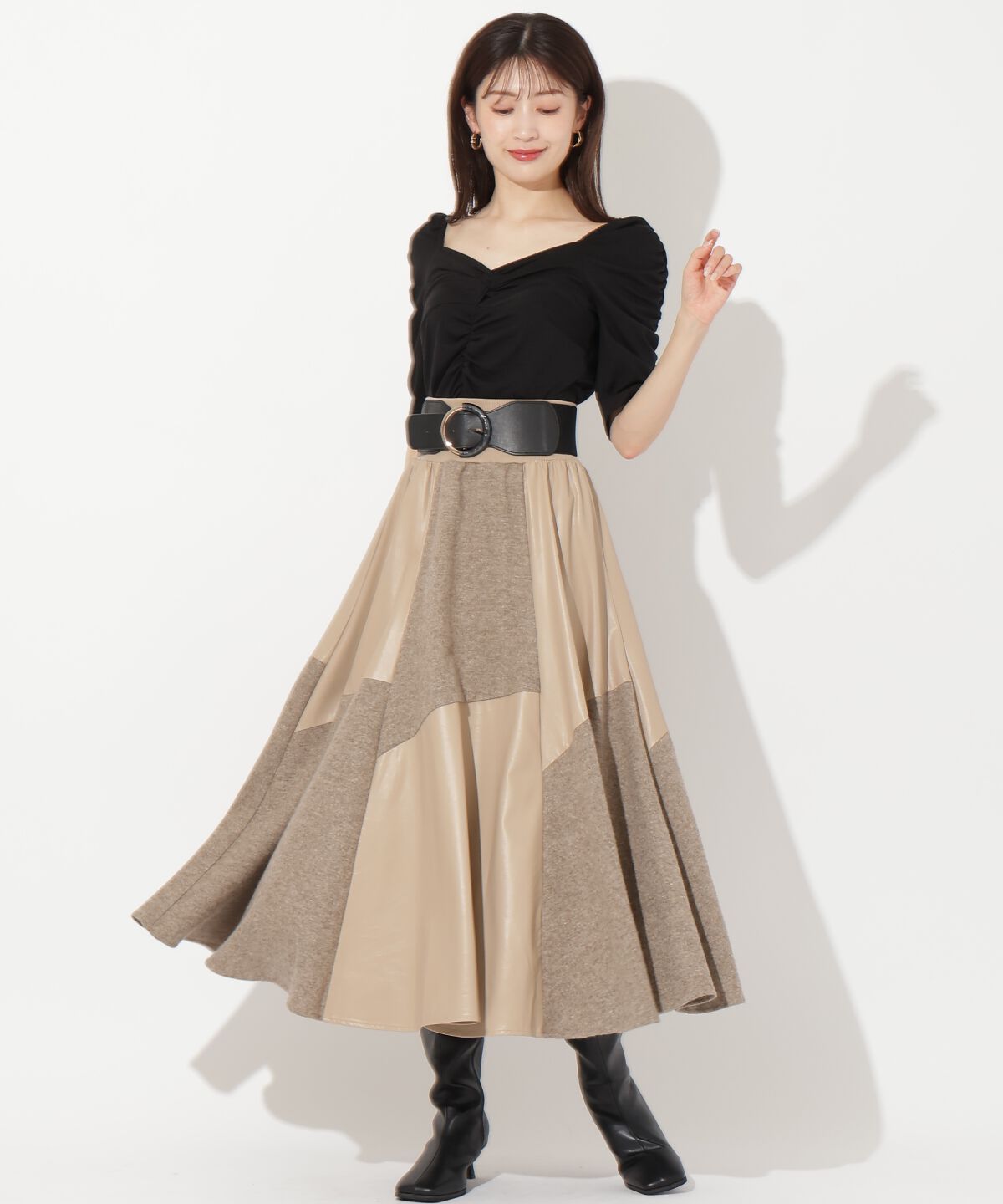 アンドクチュール「フロントクロスギャザーTシャツ」|Tシャツ・カットソー|