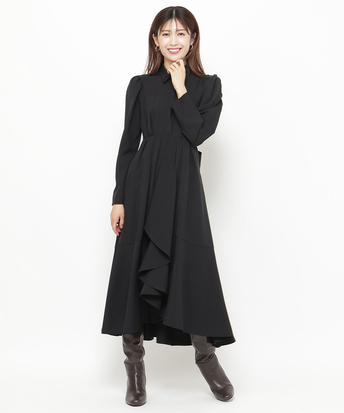 アンドクチュール「アシメラッフルフリルバックリボンワンピース」|ワンピース|