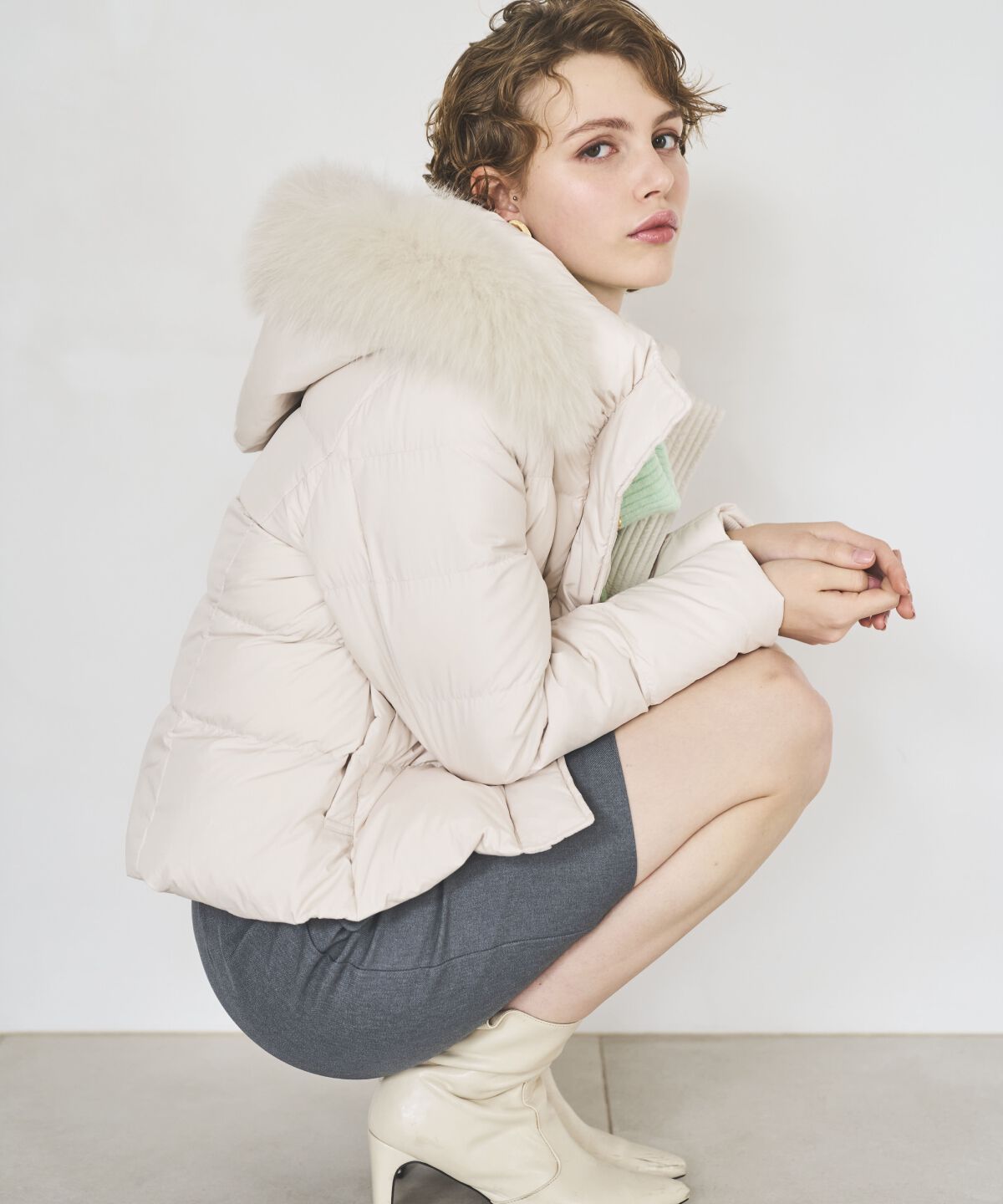 アンドクチュール「FOXファー付きショートダウン」|ダウン|