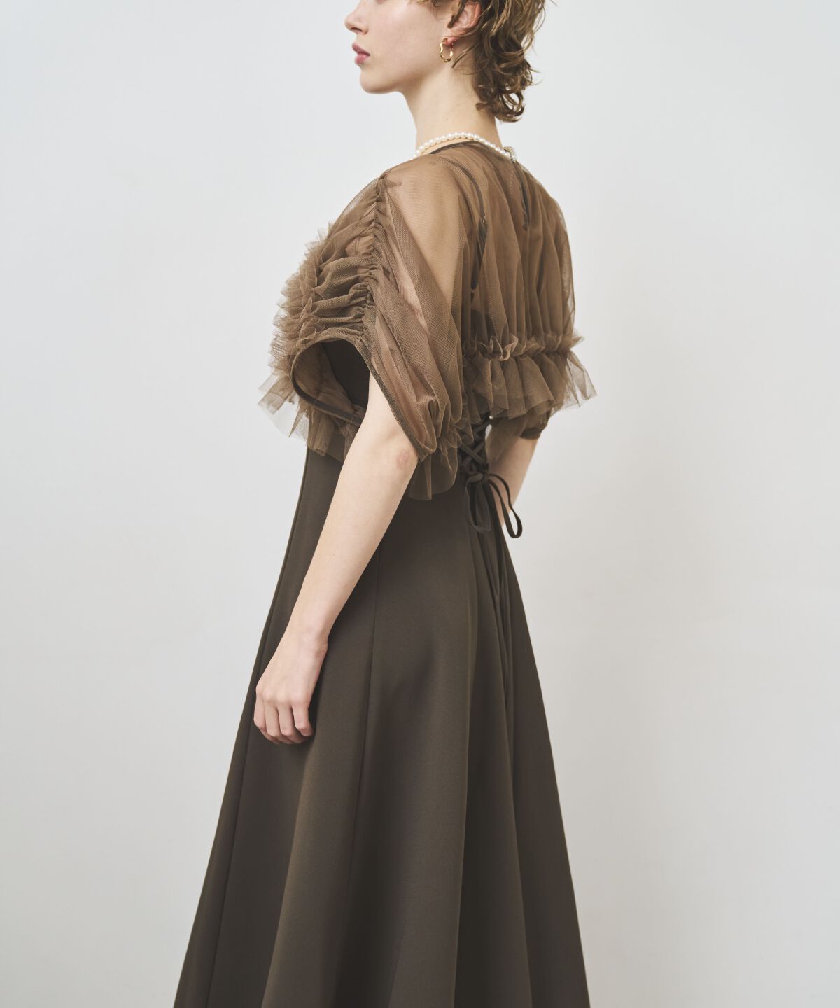 アンドクチュール「チュールフリルフレアドレス」|ドレス|