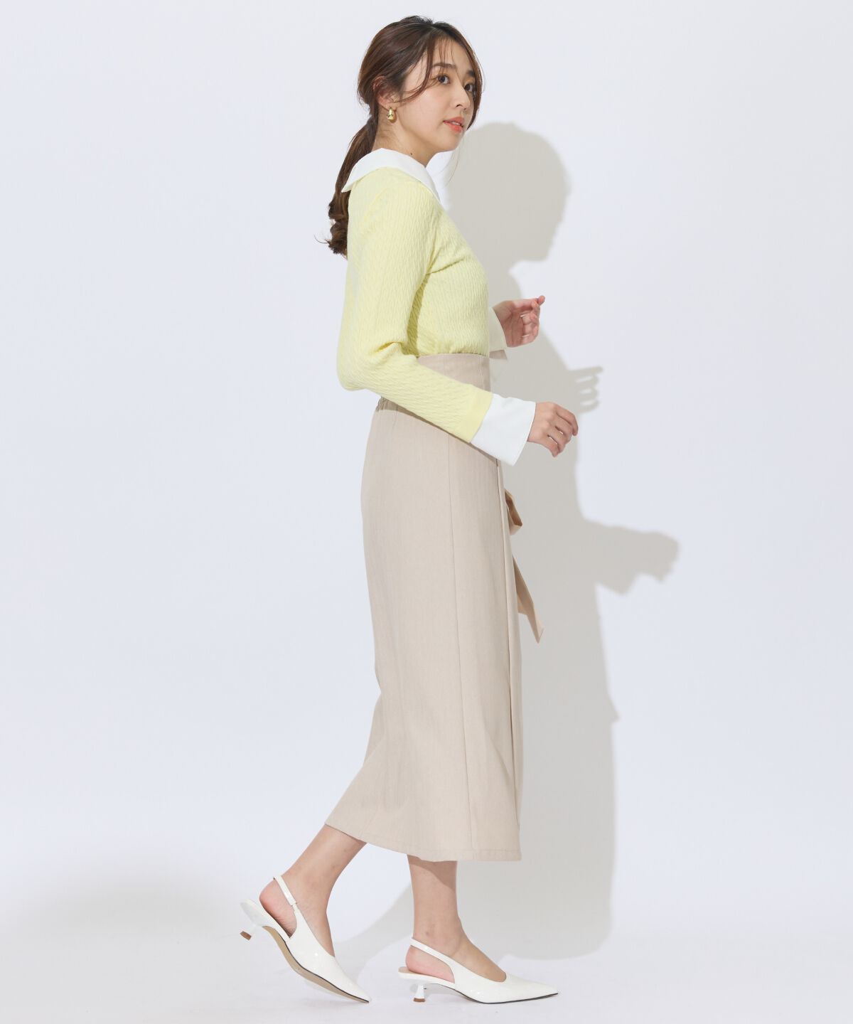 アンドクチュール「サイドレースアップリボンスリットスカート」|タイト|