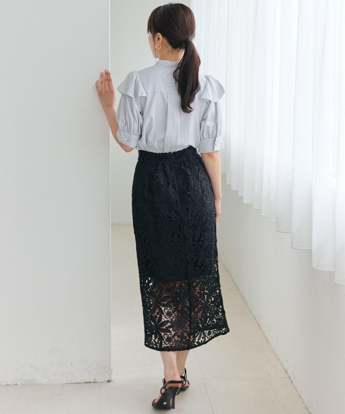 アンドクチュール「ケミカルレースタイトスカート」|タイト|