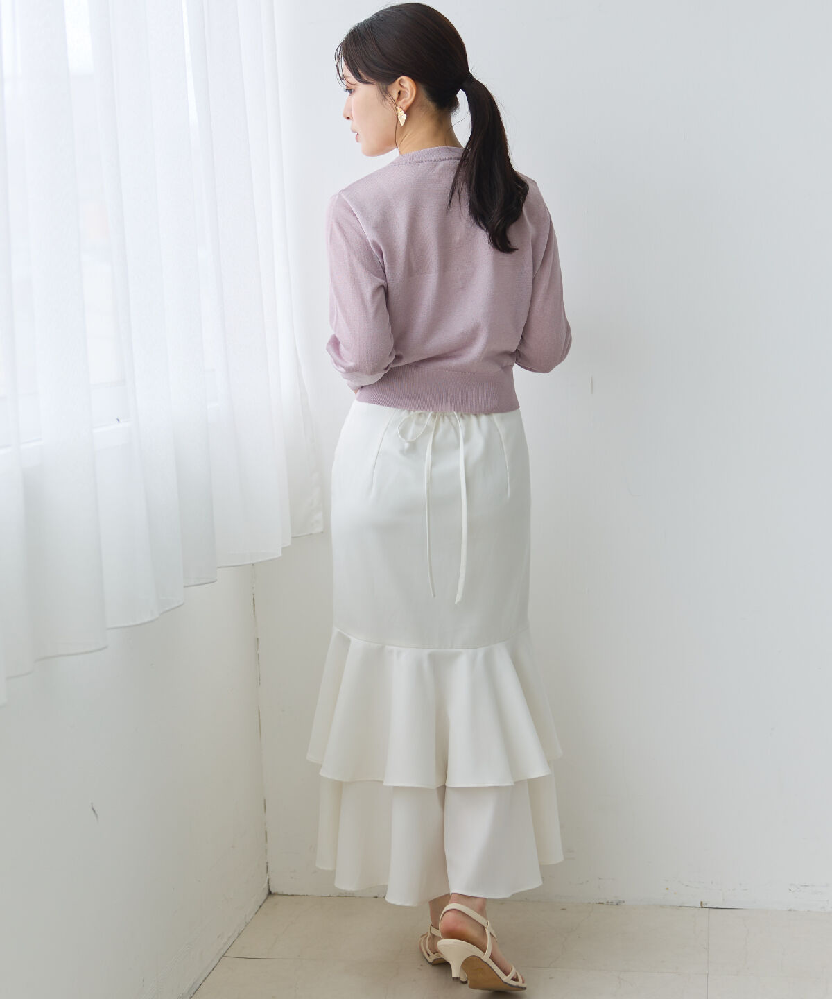 アンドクチュール「アシメギャザーフリルマーメイドスカート」|タイト|