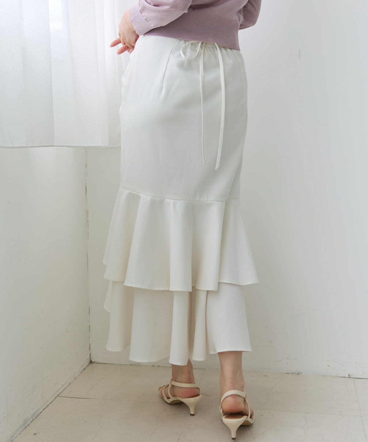 アンドクチュール「アシメギャザーフリルマーメイドスカート」|タイト|