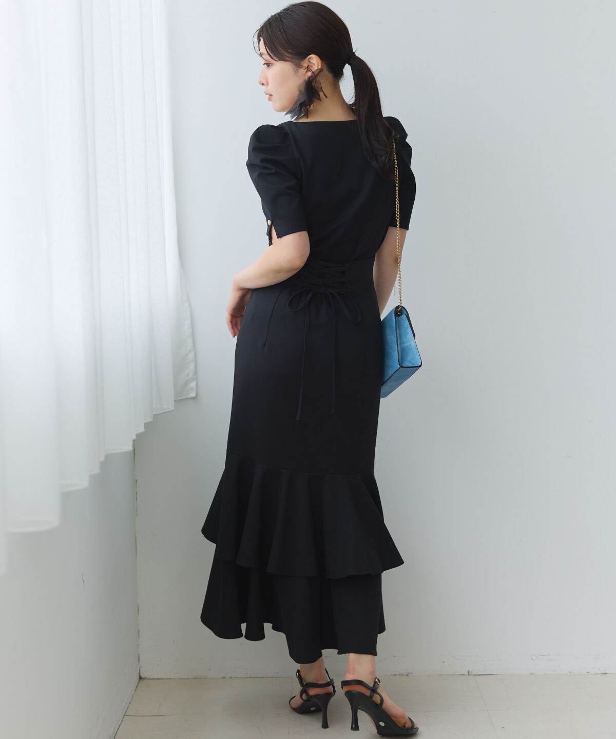 アンドクチュール「アシメギャザーフリルマーメイドスカート」|タイト|