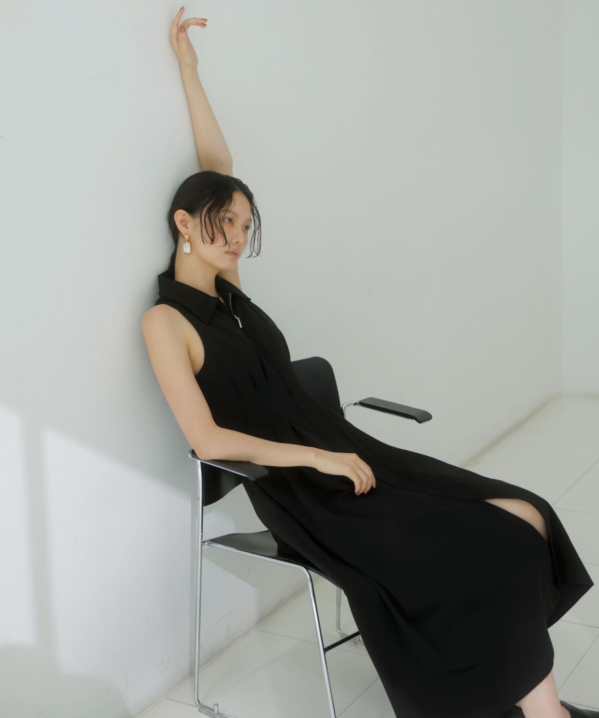 アンドクチュール「ウエストタックセンターZIPワンピース」|ワンピース|