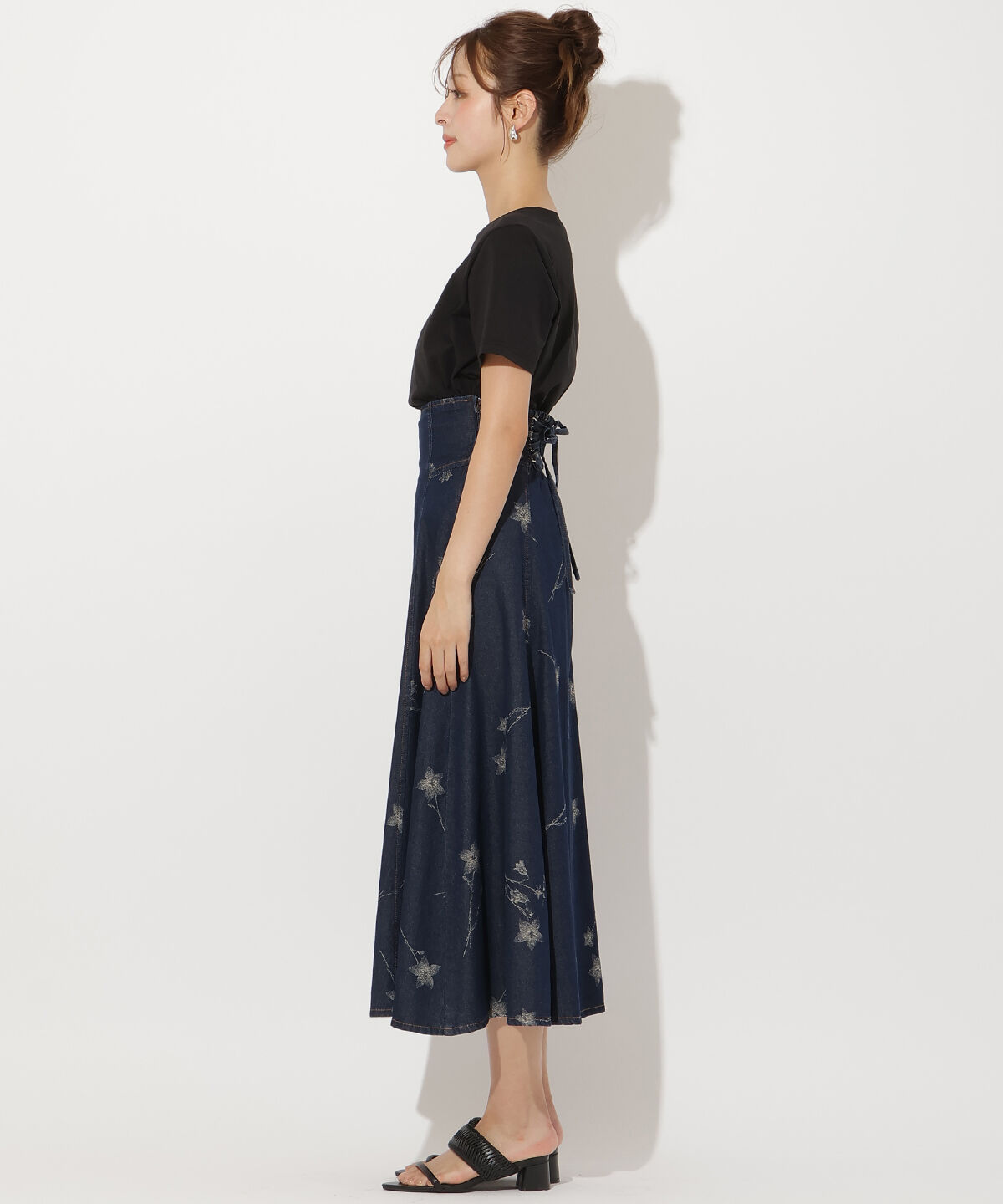 アンドクチュール「デニムフラワージャガードスカート」|スカート|