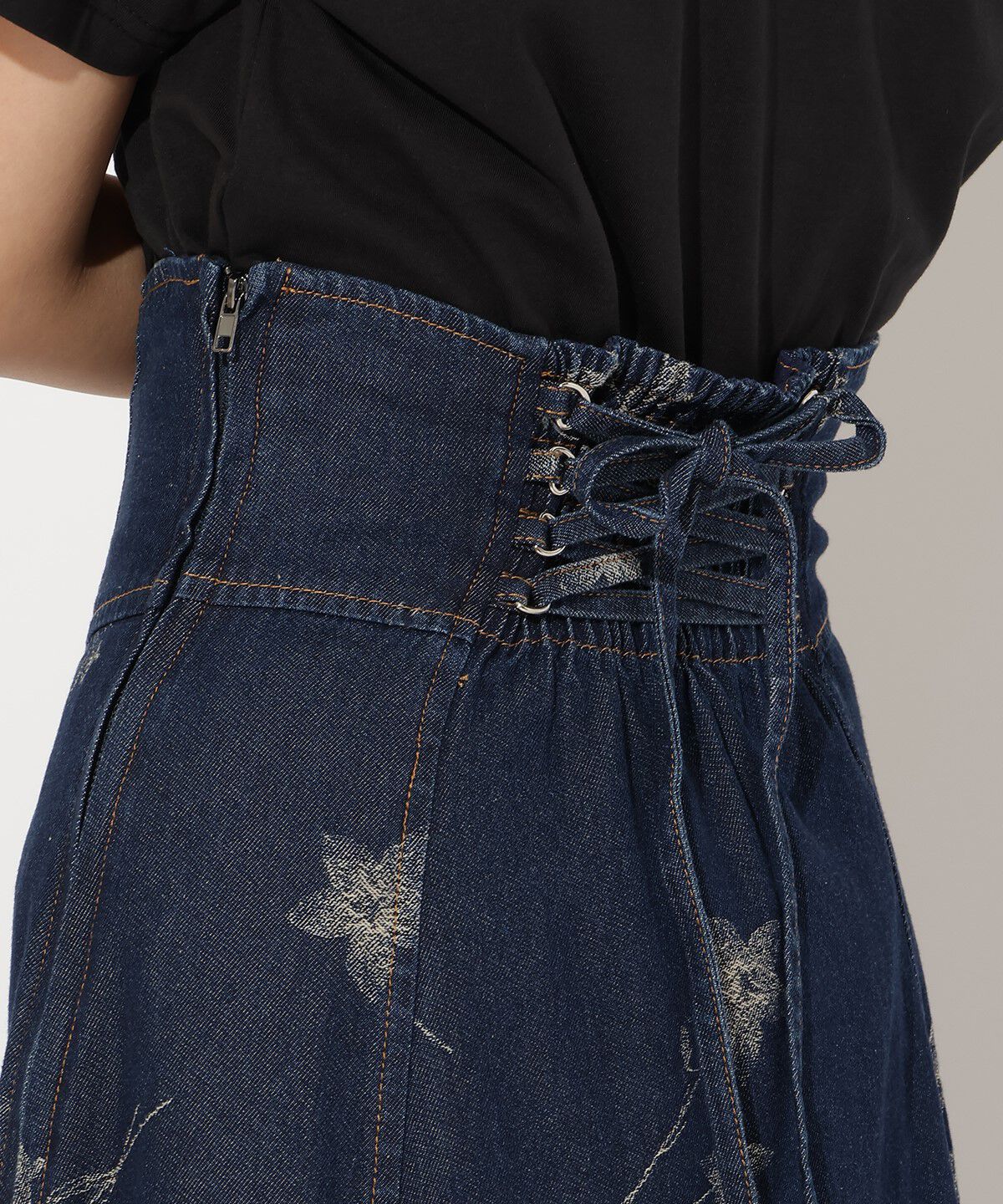 アンドクチュール「デニムフラワージャガードスカート」|スカート|