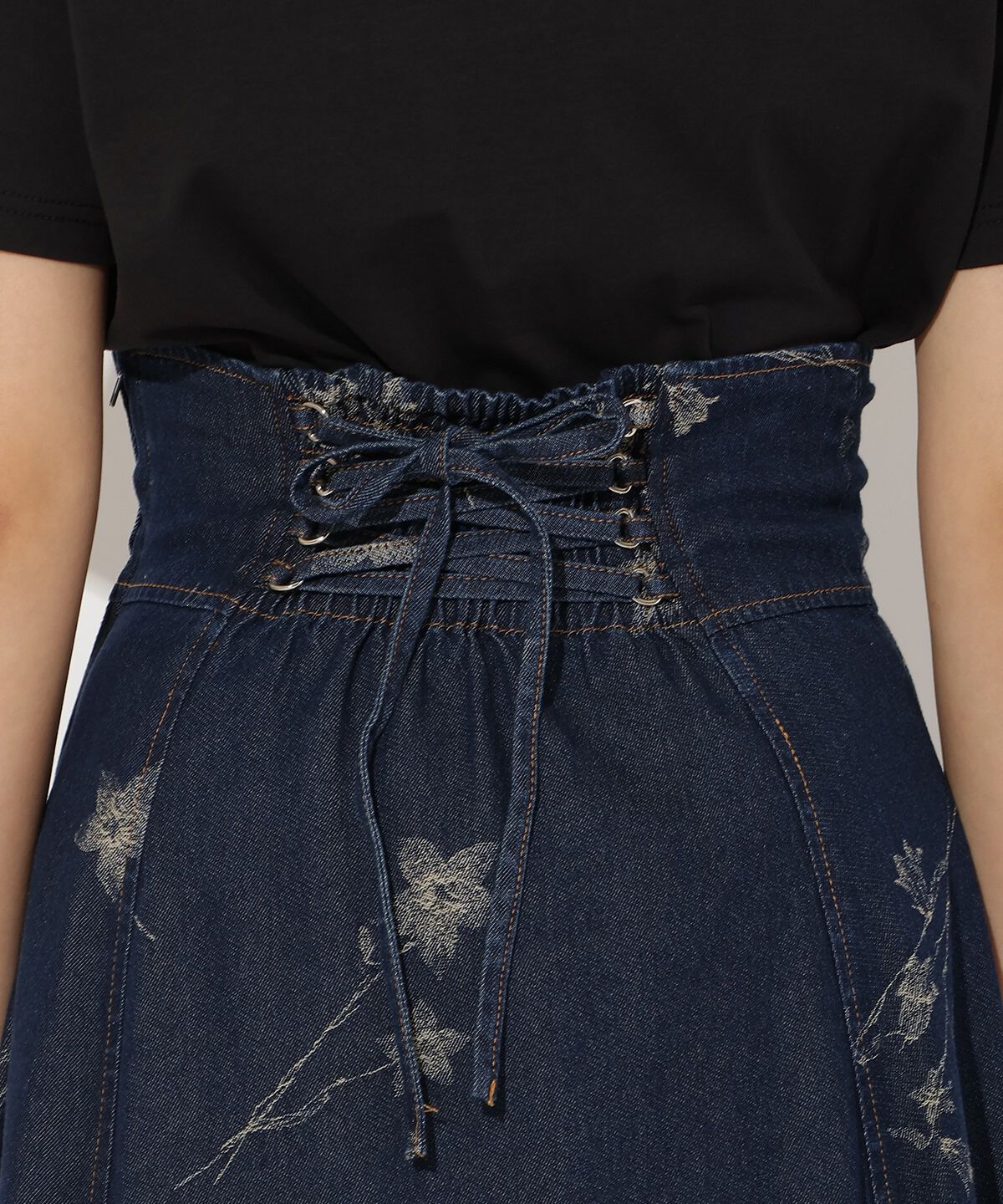 アンドクチュール「デニムフラワージャガードスカート」|スカート|