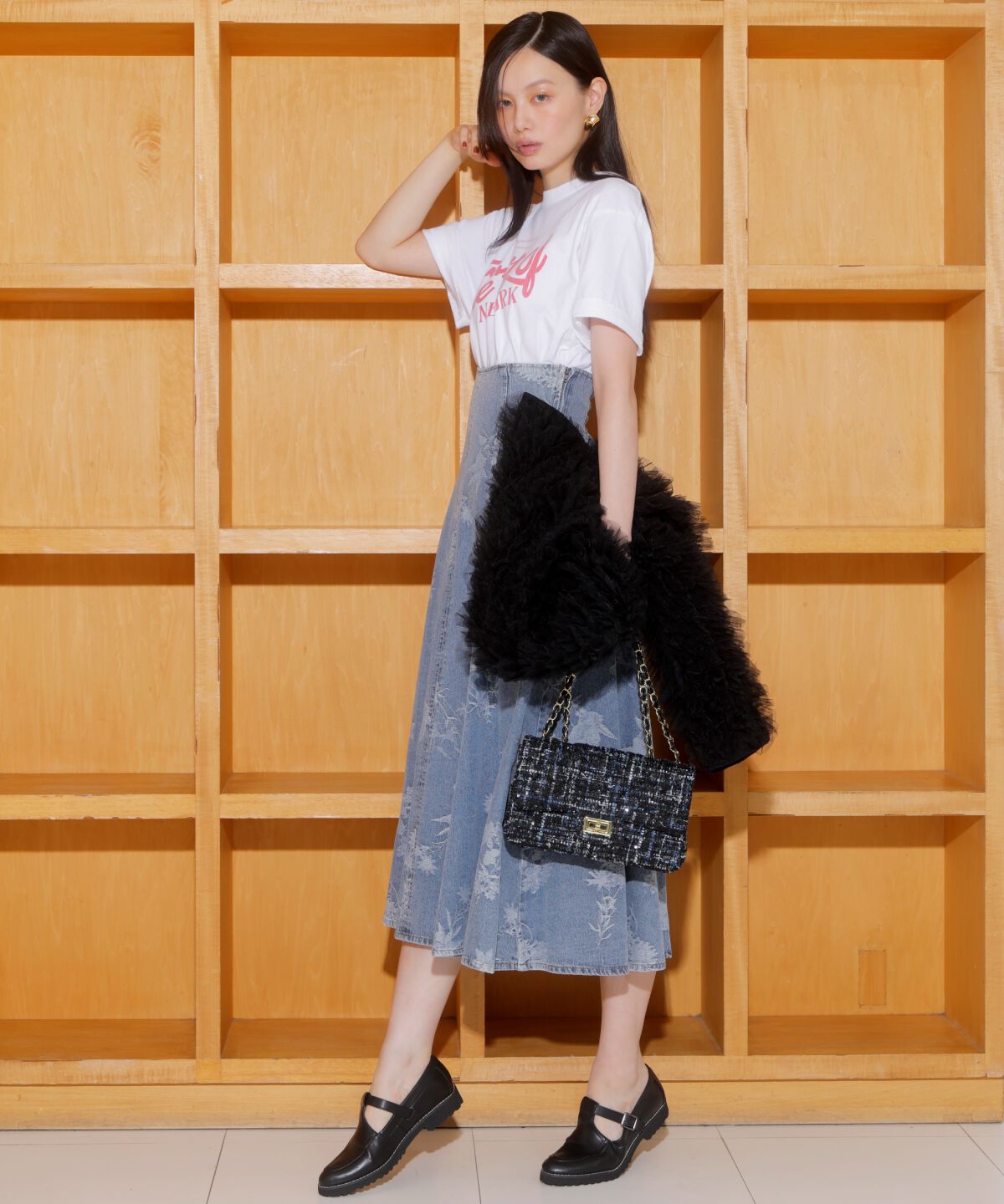 アンドクチュール「デニムフラワージャガードスカート」|スカート|