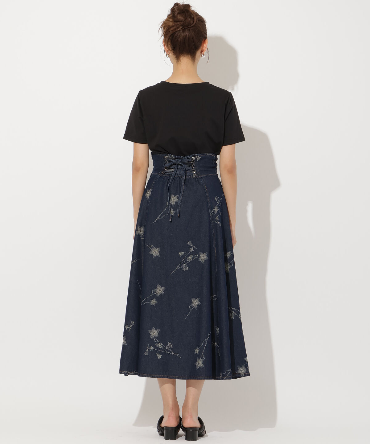 アンドクチュール「デニムフラワージャガードスカート」|スカート|
