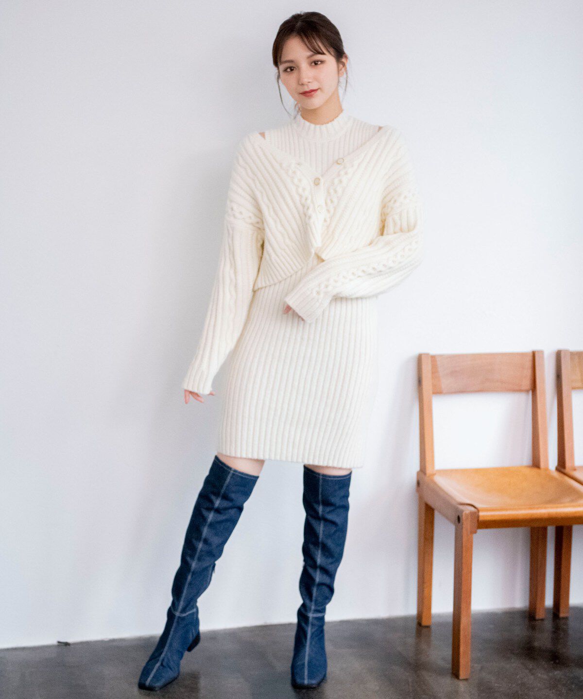 REDYAZEL「カーディガン&times;タートルミニワンピース」|ワンピース|