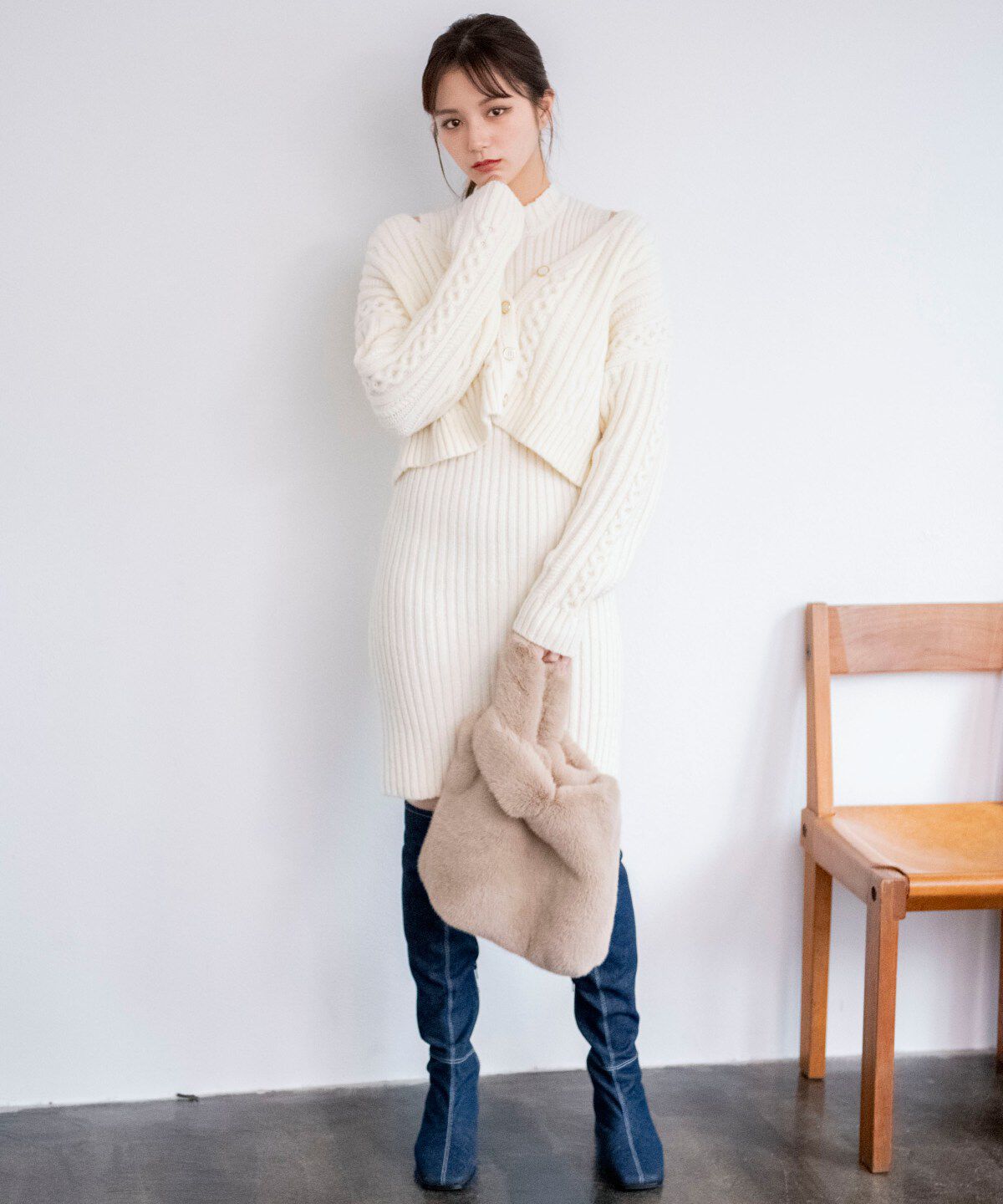 REDYAZEL「カーディガン&times;タートルミニワンピース」|ワンピース|