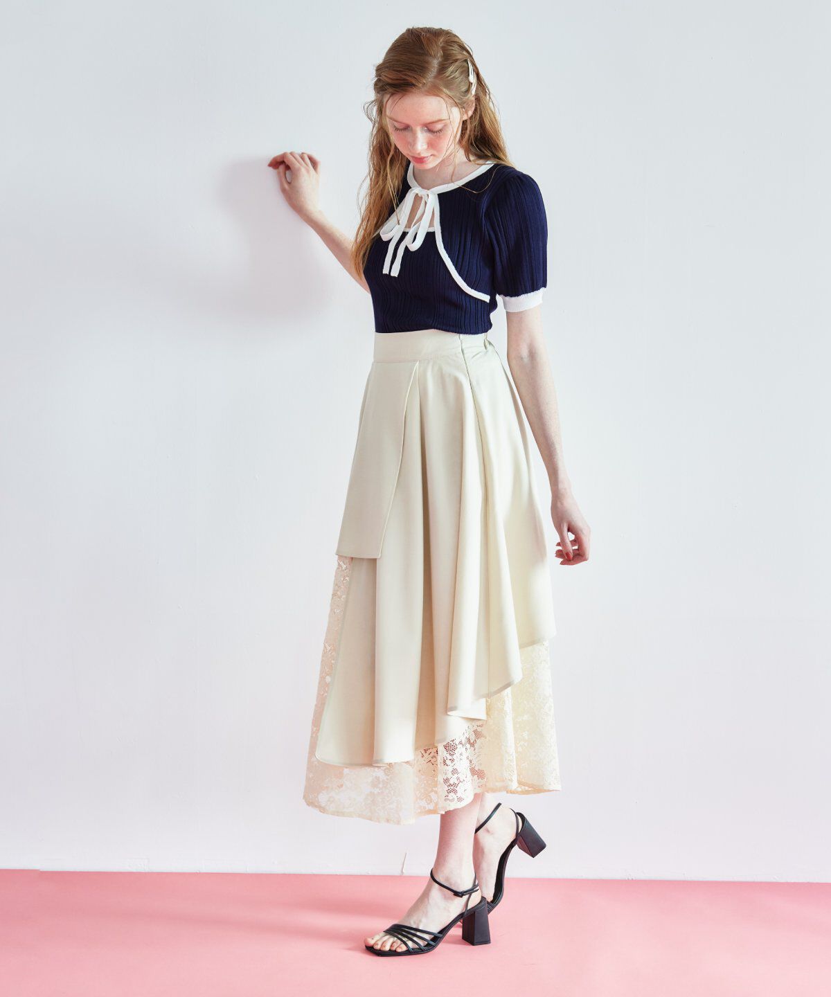 REDYAZEL「レースドッキングスカート」|フレア|