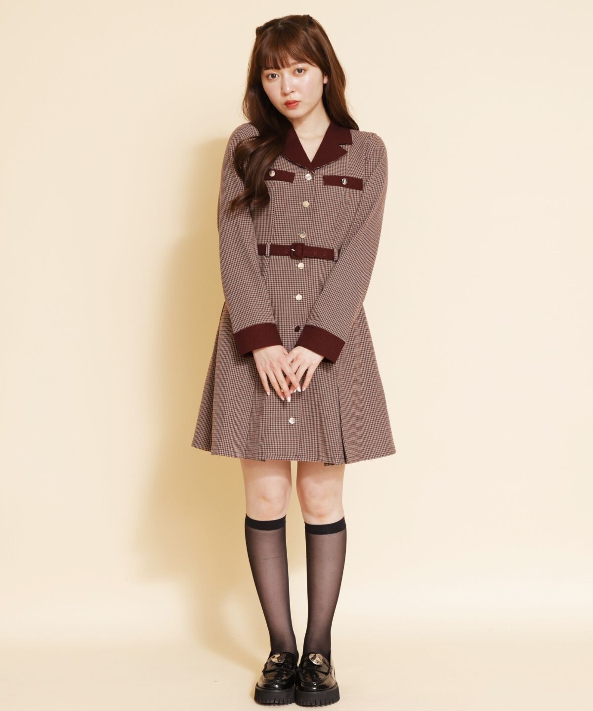 REDYAZEL「チェックバイカラーミニシャツワンピース」|ワンピース|