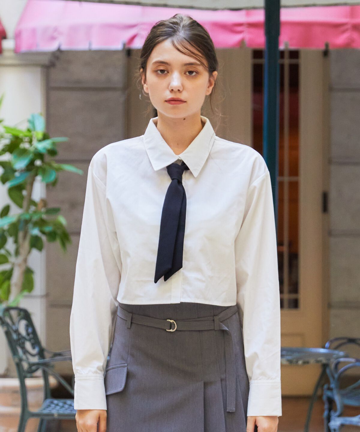 REDYAZEL「シャギーニット＆ネクタイシャツセット」|ニット・セーター|