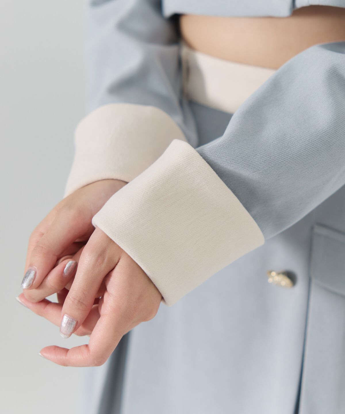 REDYAZEL「ダブルボタンバイカラージャケット」|ノーカラージャケット|