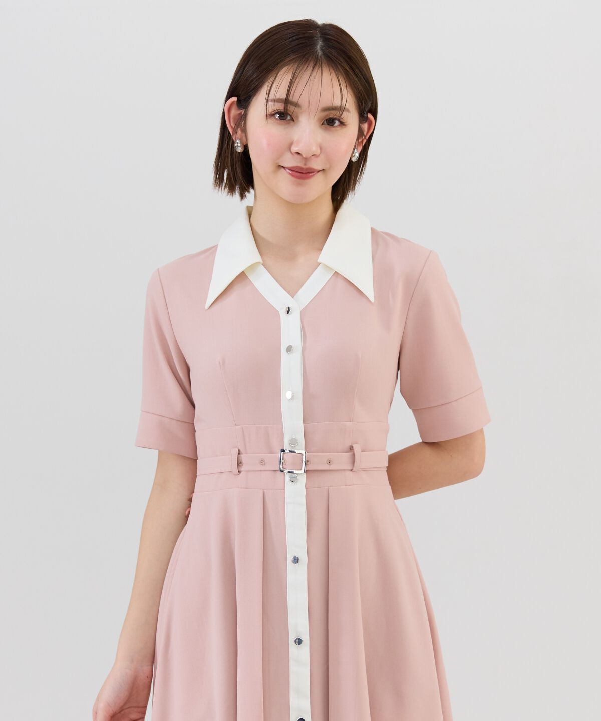 REDYAZEL「バイカラースキッパー半袖シャツワンピース」|ワンピース|