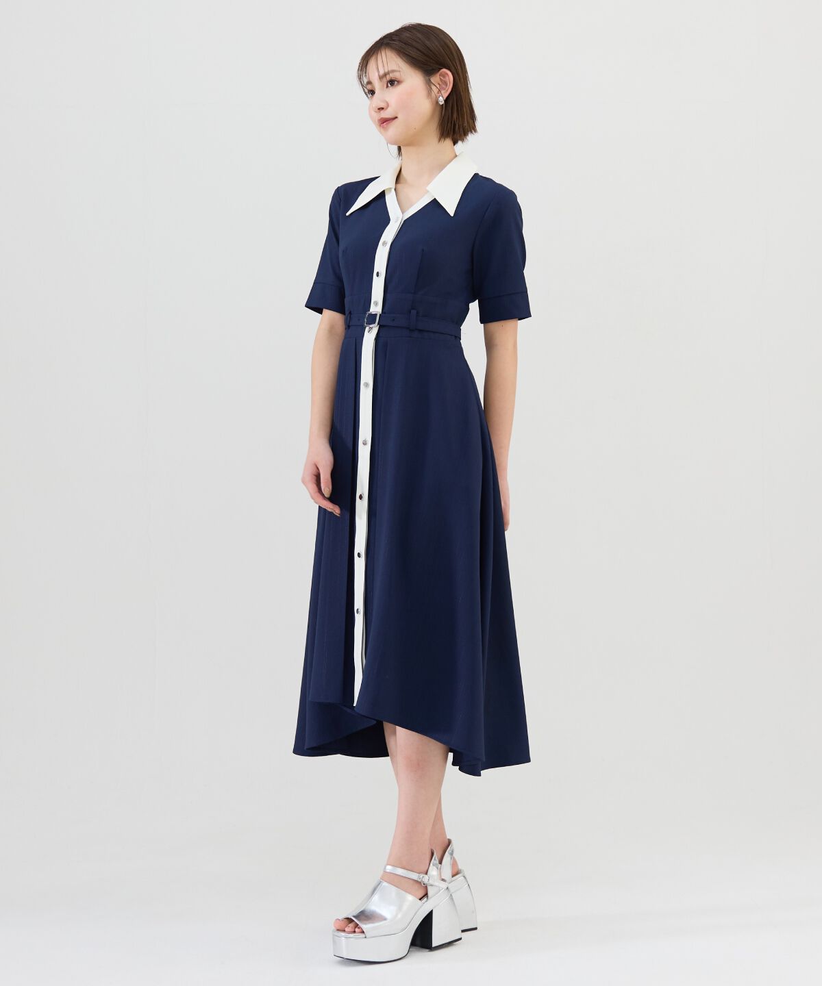 REDYAZEL「バイカラースキッパー半袖シャツワンピース」|ワンピース|