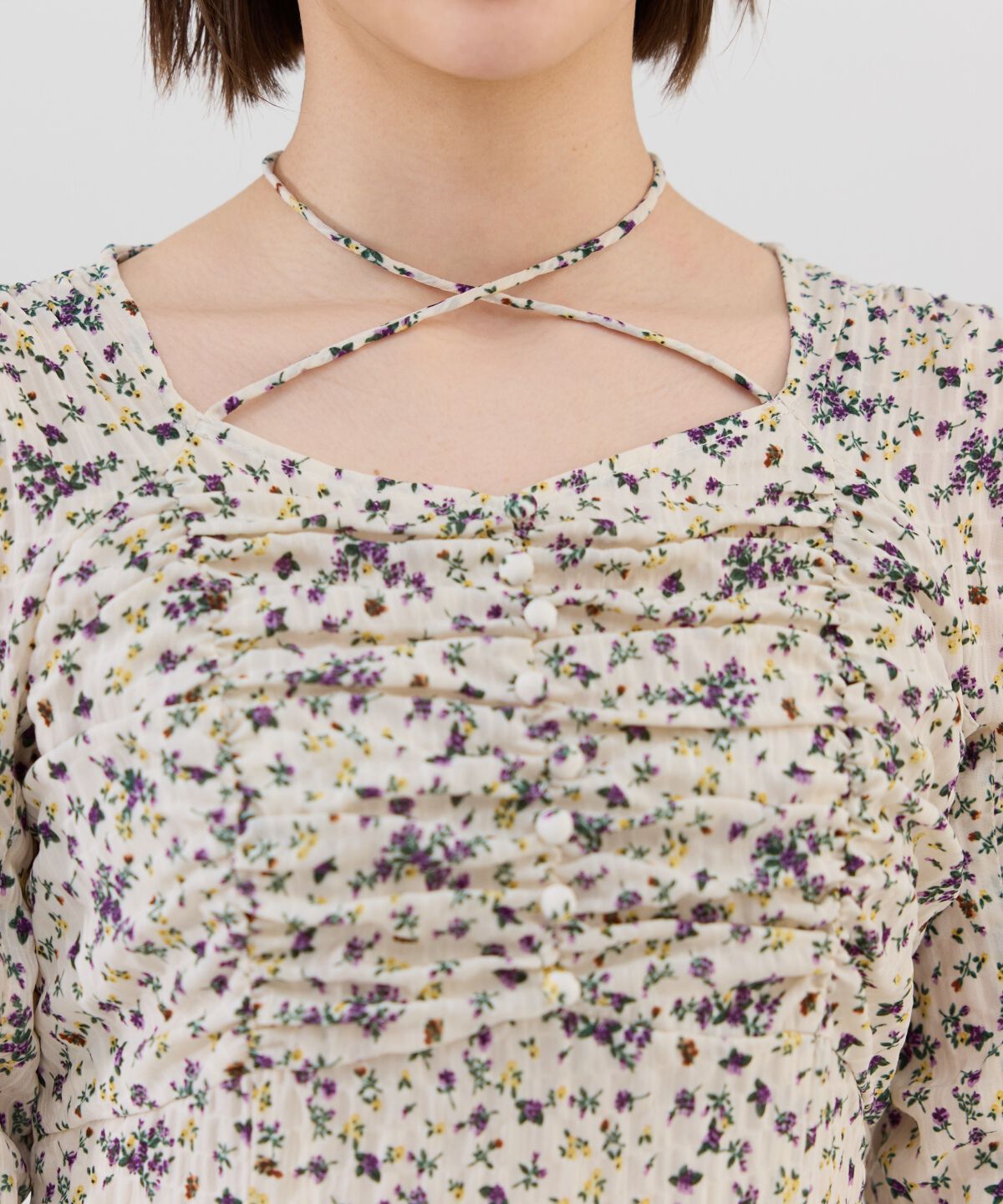 REDYAZEL「フラワープリントシャーリングワンピース」|ワンピース|