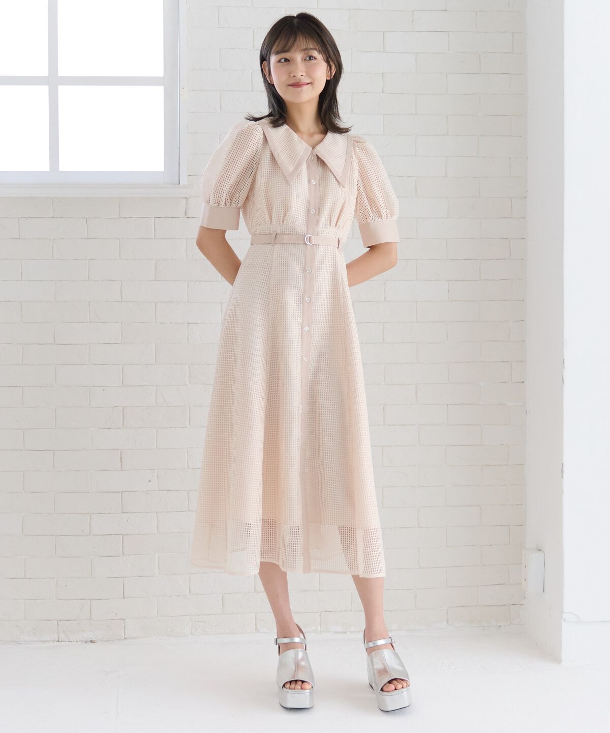 REDYAZEL「ビッグカラースクエアレースワンピース」|ワンピース|